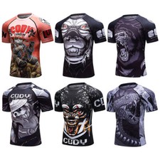 MMA Bjj Mens Rashguard Jiu Jitsu Short Sleeve Rash Guard Fight Wear No Gi Gifts