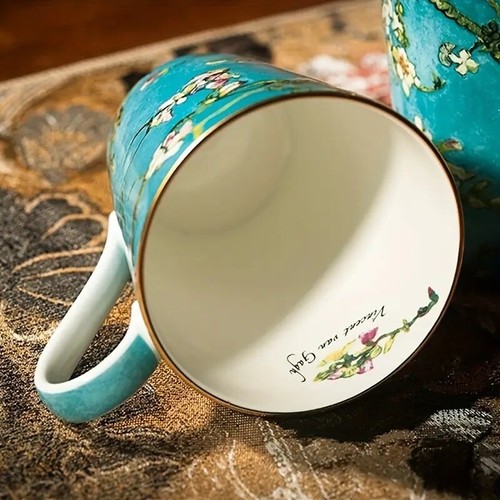 Taza de cerámica de té café estilo Van Gogh árbol flor de albaricoque 430 ml/14,5 fl oz - Imagen 2 de 10
