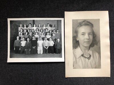 Vintage FIRESTONE PARK SCHOOL Class Students Photo 1943 Akron Ohio Shoemaker 2pc