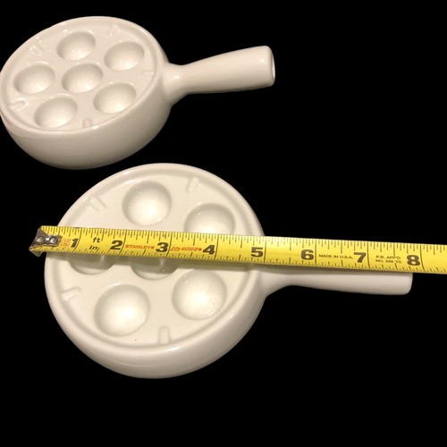 Four Ceramic Bright White Escargot Baking Dishes - Picture 7 of 7