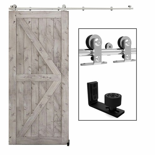 Sliding Barn Door Hardware Kit Stainless Steel Rail with Adjustable Floor Guide, - Picture 190 of 276