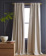 NWT QUINCE ROOM BLACKOUT COTTON SLUB NATURAL CURTAINS 2 PANELS 48  X 84 L $120