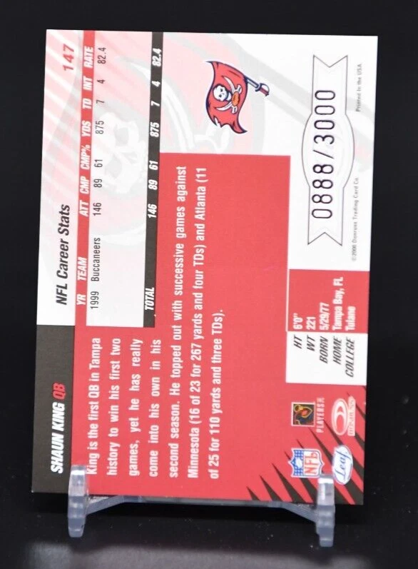 2000 Leaf Limited Football Card #147 Shaun King /3000 Tampa Bay Bucs - Image 2 of 2