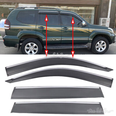 For Toyota Prado FJ/LC150 03-09 Window Visors Sun Rain Guard Deflectors W/Chrome