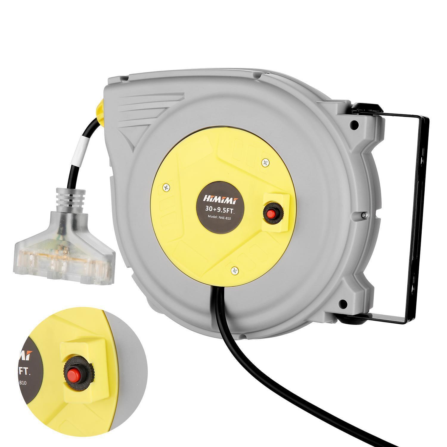 60/30Ft Retractable Extension Cord Reel 14AWG/3C SJT 60Hz Retractable