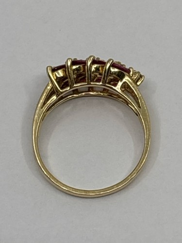 14K Yellow Gold APX 1/2 CTW Genuine Ruby Diamond Ring Sz 6.75 (KN1030329) - Picture 4 of 7