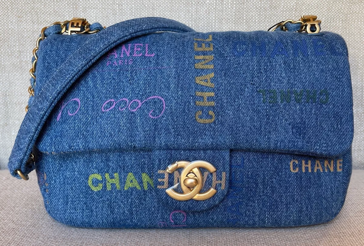 BNIB Authentic CHANEL Blue Denim Small Single Flap Bag