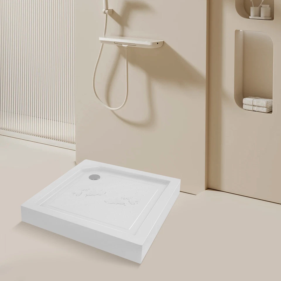 Противоскользящий центральный сливной поддон для душа 36x36 дюймов - ярко-белый 3-настенная установка - Изображение 3 из 4