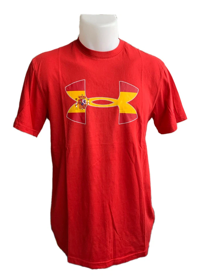Under Armor Heatgear Spain Flag Tee T-Shirt / Rare Collector / Rouge S-M - Photo 2/4