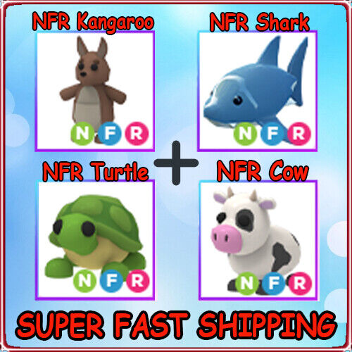 Neon Fly Ride Pet- NFR Kangaroo/ NFR Shark/ NFR Turtle+ NFR Cow( Adopt Me Pet) RE10051