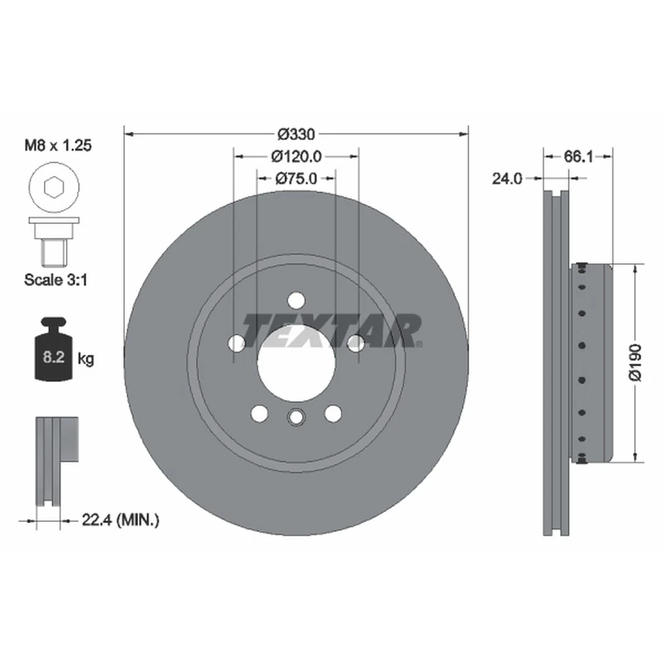 Textar PRO+ Front Brake Discs Coated 2 Piece Vented HC For BMW 5 Series F10 520d - Image 2 of 4