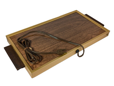 Vintage Cornwall Electric Tray 1419 Wood Grain Food Warmer Holding Tray