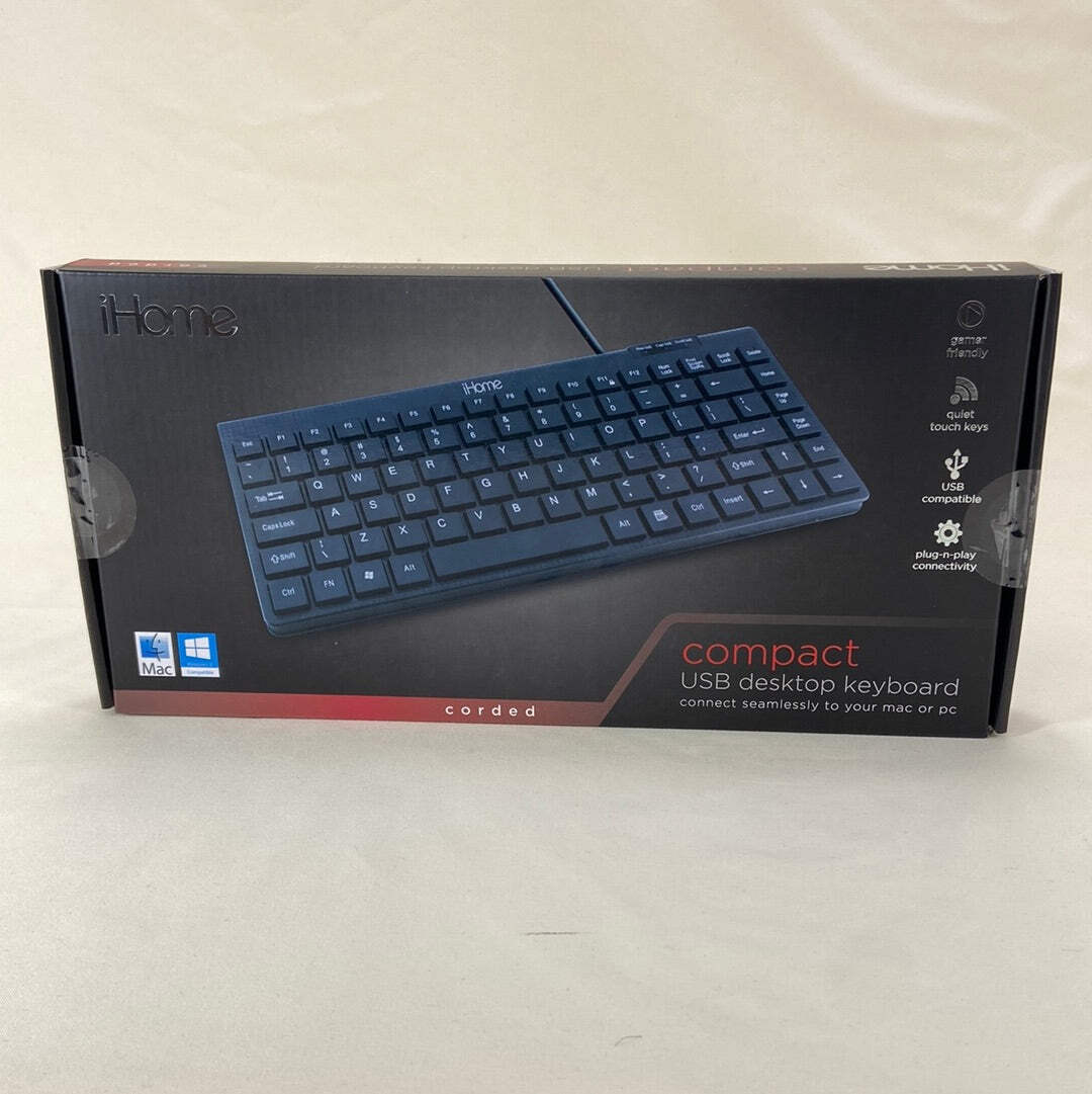 New iHome Compact USB Desktop Keyboard IH-K110B
