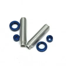 STRC Alum Threaded Shock Bodies Lower Caps & Collar (1 pair) : Ascender Sil-Blue