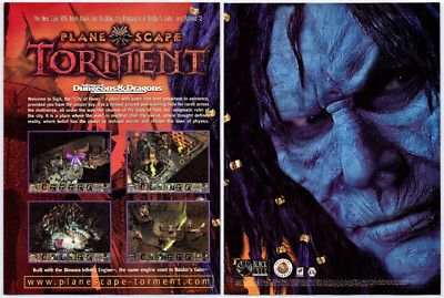 Vintage Print Ad 1999 D&D Planescape Torment PC Game Original Promo Poster Art