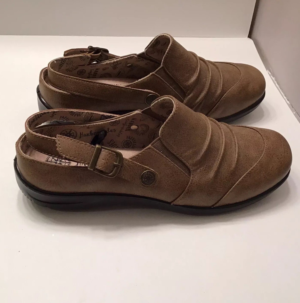 Harborsides Women Sandal Shoes Size Flat Tan Memory Foam Alice Strapback