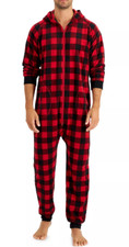 FAMILY PAJAMAS Men's 1-Pc. Red Check Printed Pajamas Size S 3408