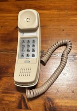 AT T Handset Phone w/ Cord - Beige Push Button Touch-Tone - 1970's -no cradle.