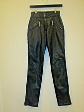 Harley Davidson Black Leather Frontside Motorcycle Pants Zipper Ankles Size 4