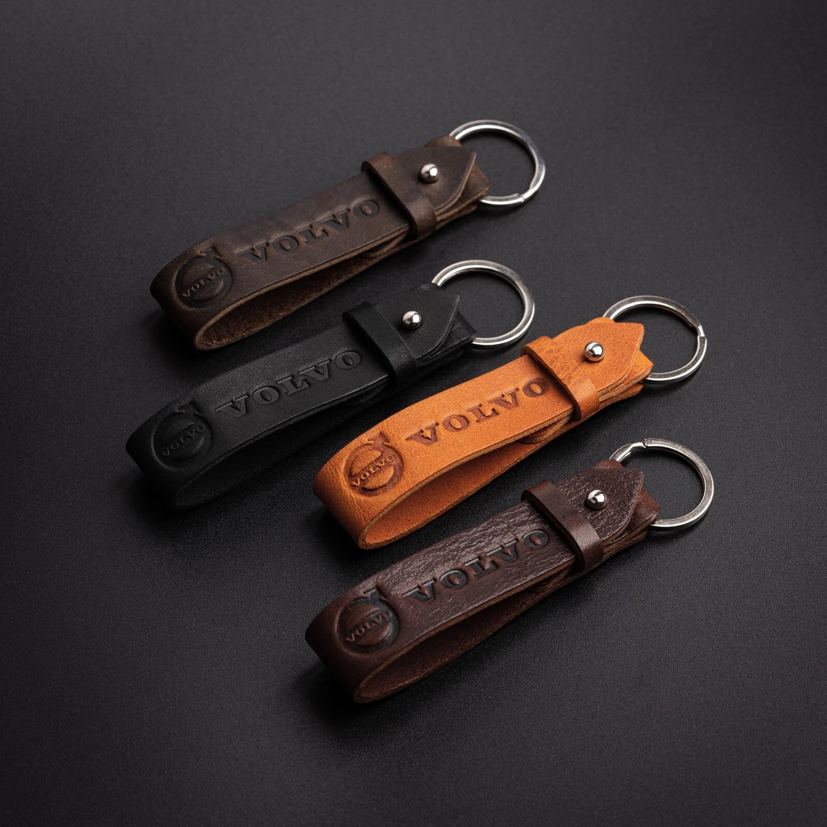 Volvo keychain best sale leather