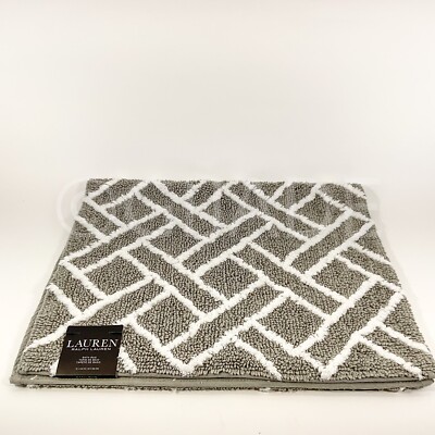 Ralph Lauren Bathroom Rug Mat Gray White 21'' x 34'' Resistant Anti-Slip Chevron