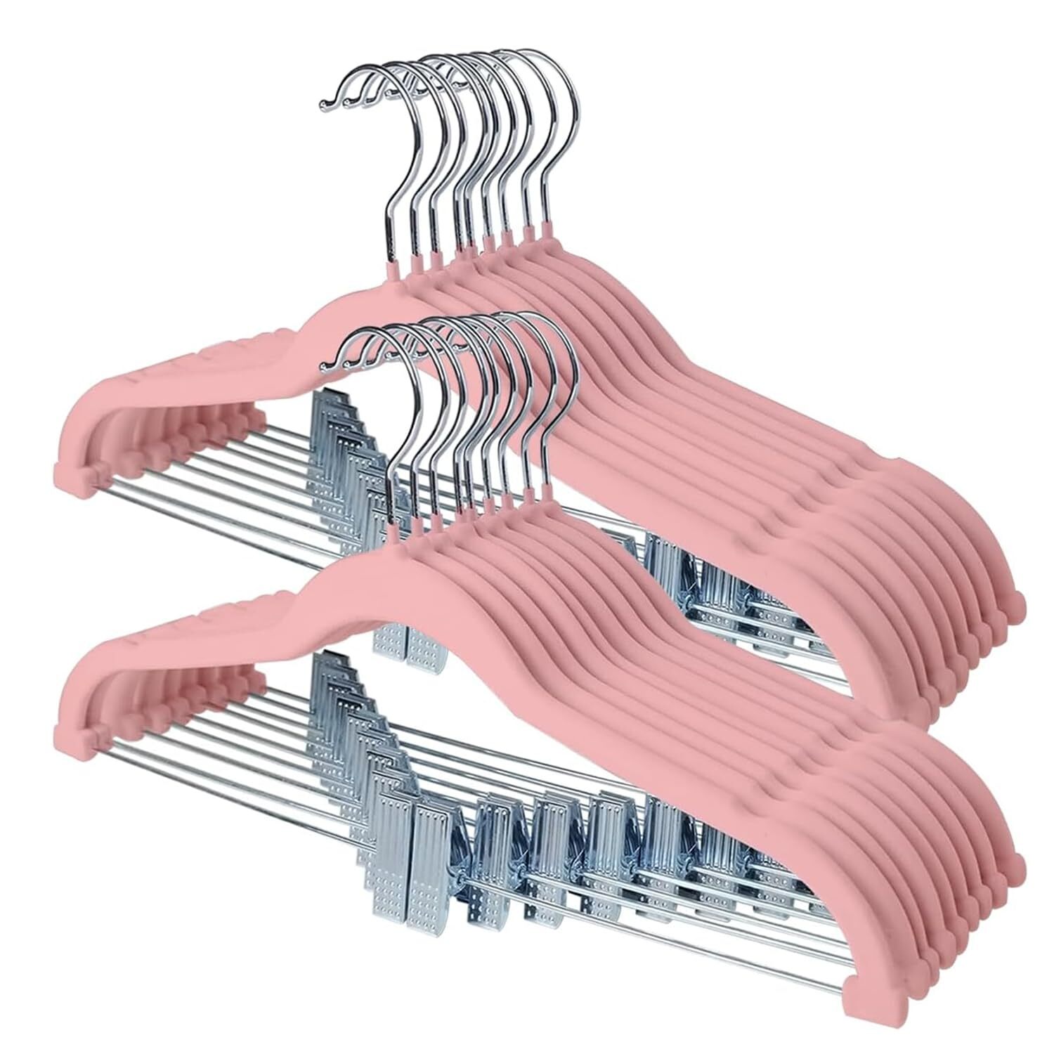24-Pack Velvet Non-Slip Pants Hangers with Clips for Skirts & Coats-image