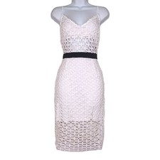 FOREVER 21 Ivory White Black Net Sleeveless Knee Length Dress Medium NWT