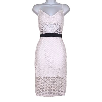 FOREVER 21 Ivory White Black Net Sleeveless Knee Length Dress Medium NWT |  eBay