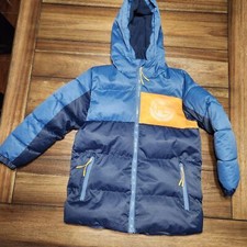 Perry Ellis Boy Heavy Coat W/Hood Navy Gold 6