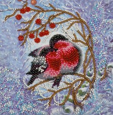 Bead Embroidery Kit "Warmth together" size 5.9"x5.9" / 15.0x15.0 cm