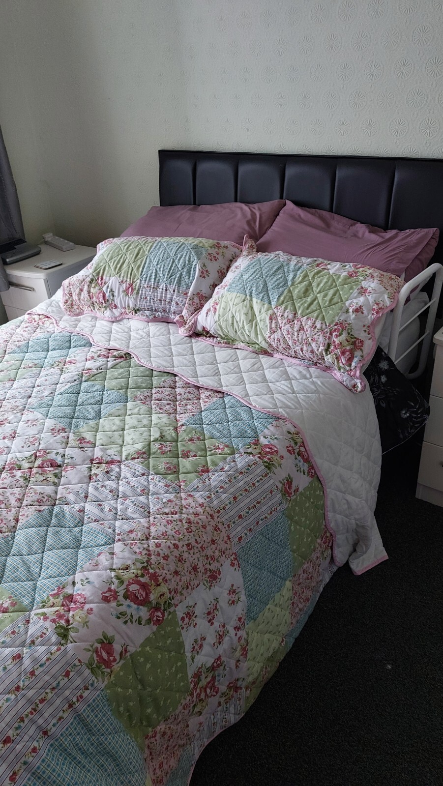 Double divan bed with mattress and padded Headboard. eBay