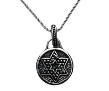 Jewish Star Of David Pendant Stainless Steel 20 inch 2 mm Rope Chain HOL F1D5H