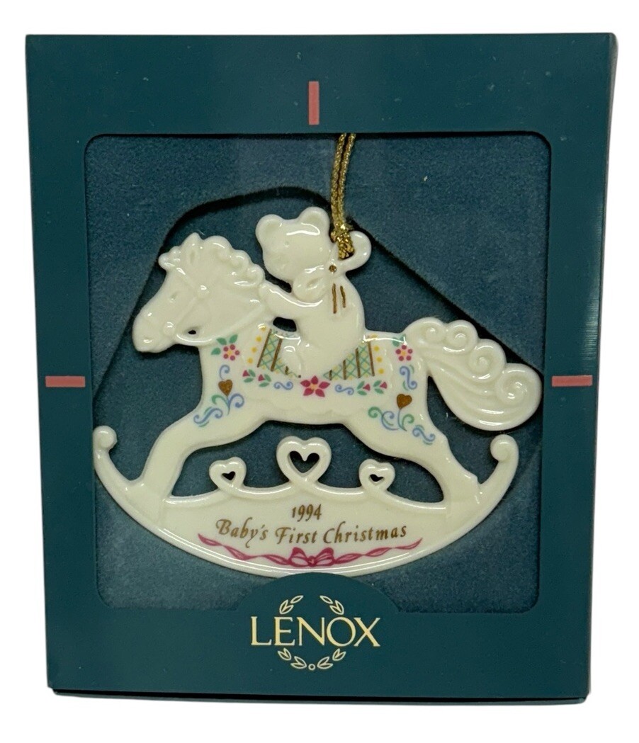 MIB Lenox 1994 Baby's First Christmas Tree Ornament Rocking Horse - Main Image