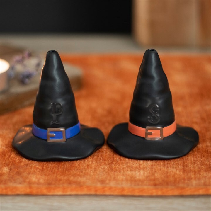 Witches Hat Salt And Pepper Shakers Cruet Set. Gothic Witchcraft Salt and Pepper