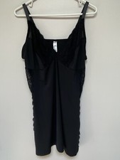 DELTA BURKE Womens Black Stretch Slip Dress Night Gown Lace Full Side Inlay 3X