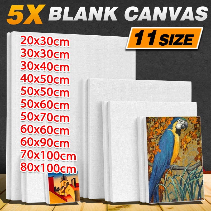 5x Artist Canvas Blank Stretched Canvases Art Large White Range Oil Acrylic Wood
