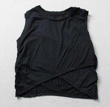 Balera Women's Crew Neckline Wrapped Front Cropped Tank CG2 Black Medium