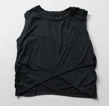 Balera Women's Crew Neckline Wrapped Front Cropped Tank CG2 Black Medium