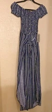 J FOR JUSTIFY Jumpsuit Romper SMALL Blue DIAM/LINES  Wide-Leg Pants NWT
