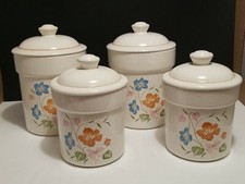 Vintage Beautiful Kitchen Canisters Treasure Craft Lot of 4 Made In USA MCM