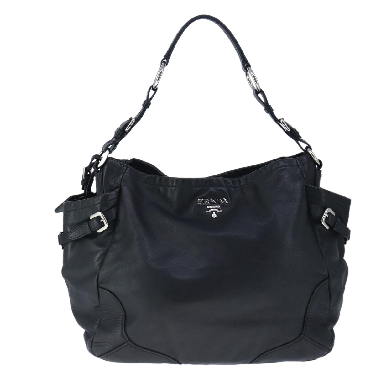 PRADA Shoulder Bag Leather Black Silver Auth 102971 | eBay PRADA Shoulder Bag Leather Black Silver Auth 102971 | eBay