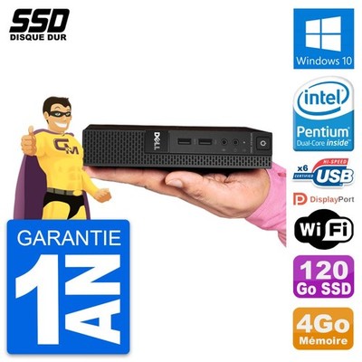 Ultra Mini PC DELL 3020 Micro Usff G3250T RAM 4Go SSD 120Go Windows 10 Wifi