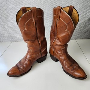 TONY LAMA Men’s Size 11B Leather Cowboy Western Boots #5084 COGNAC BROWN Tony Lama 5084 Men Brown Marble Leather Western Cowboy Boot  main image 3