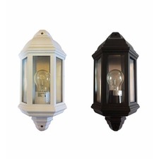 42 Watt Half Lantern External Wall Light, PL3 White or Black, Outdoors & Garden