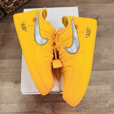 Size 11.5 - Nike Air Force 1 Low OFF-WHITE University Gold Metallic Silver CLEAN