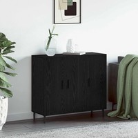 Sideboard Schwarz Eichenoptik 90 X 34 X 80 Cm Holzwerkstoff