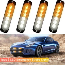 4x 6 LED Strobe Light Bar Car Truck Flashing Warning Hazard Beacon Amber/White