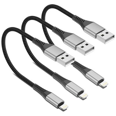 iPhone Ladekabel Kurz [30CM, 3Pack], MFi Zertifiziert Nylon 0.3M USB A auf