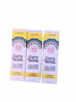 Guru Nanda Lemon Essential Oil 3 Pack 100% Pure Therapeutic Grade Aromatherapy
