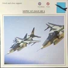Sepecat Jaguar Jet Plane Picture Original Vtg Aircraft Detail Collector Card 